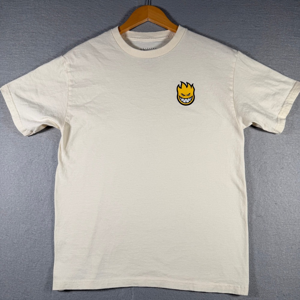 Spitfire Wheels Bighead Logo Cream Graphic T-Shirt Kids Medium Skate Tee